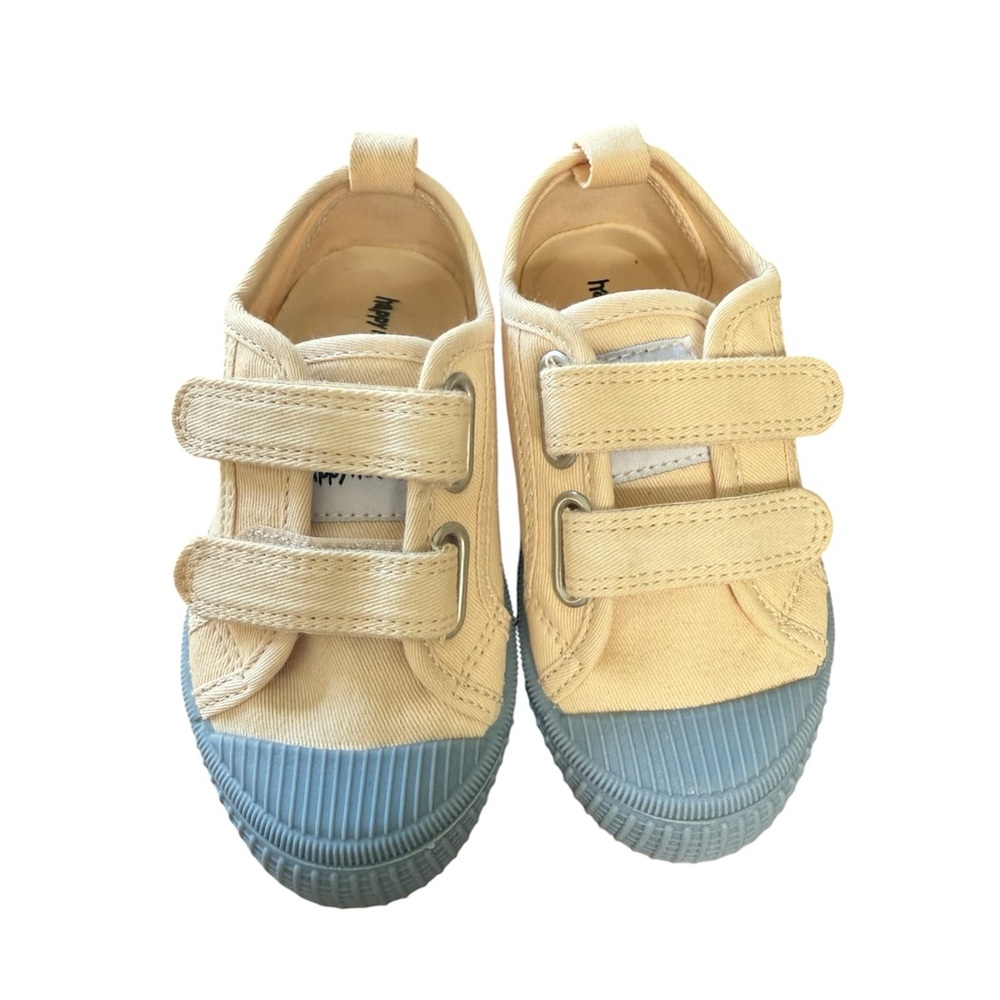 Happy nocnoc Beige and Blue Kids Velcro Sneakers